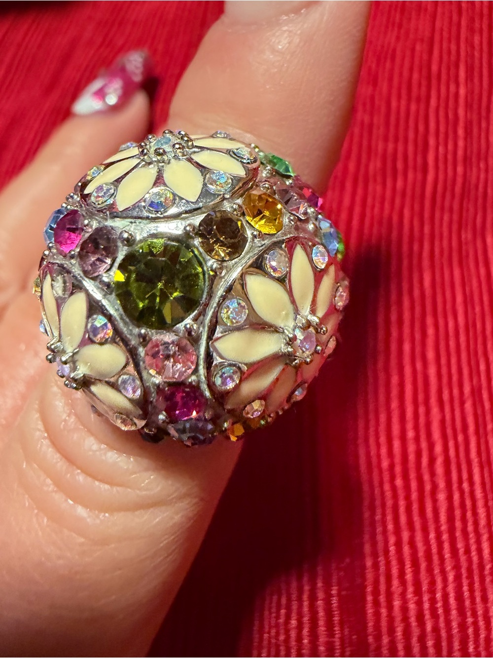 Park Lane Multicolor Crystal Floral Statement Ring Size 8 - Picture 4 of 6